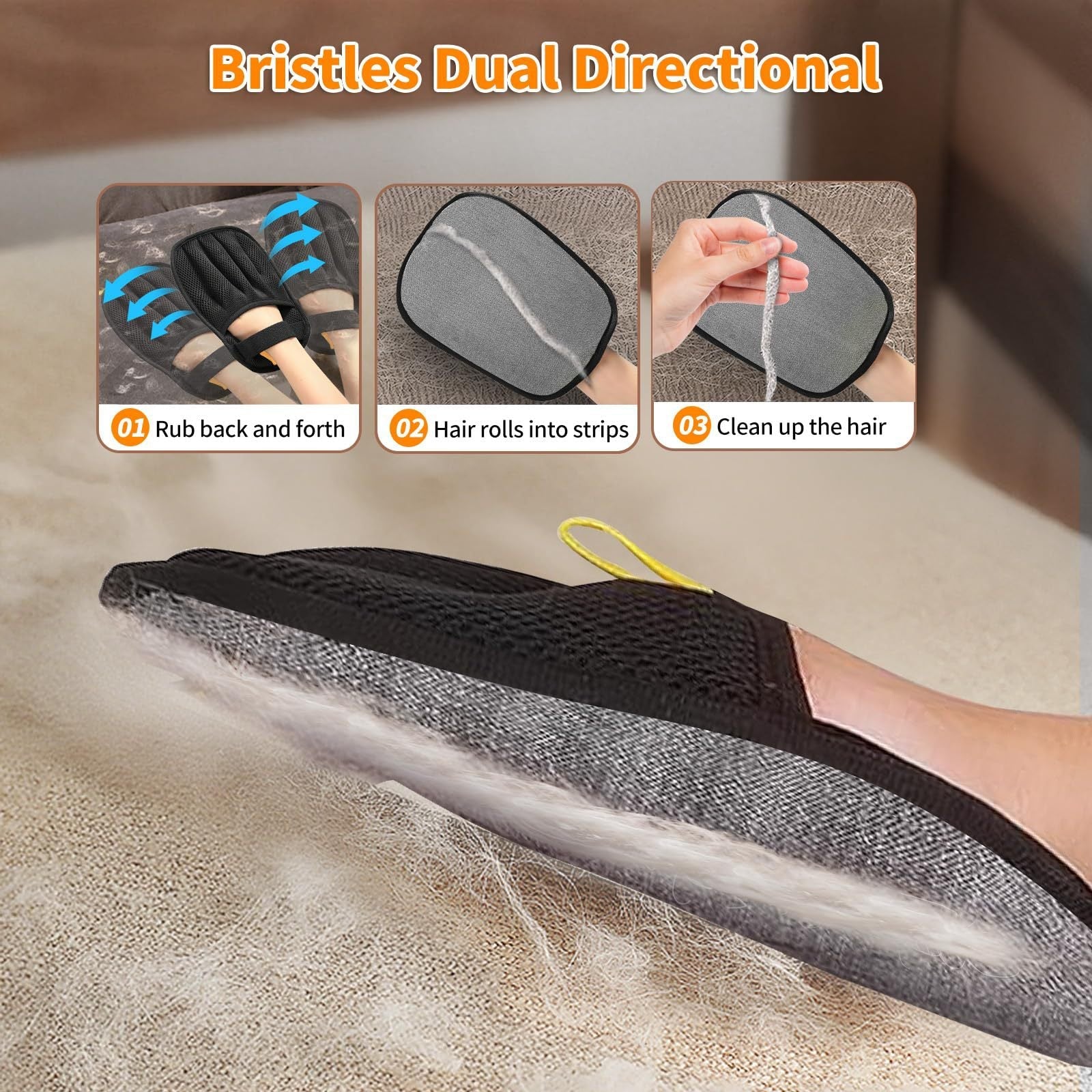 KFX-1776061 Lightweight Pet Hair Remover Gloves - Multi-Color Cleanup Tool for Home Use
