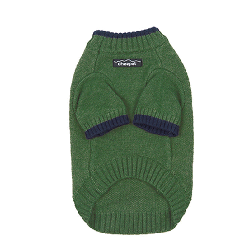 KFX-1778237 Contrast Color Two-Legged Fall Winter Pet Sweater in Flower Green Yellow, Apricot Yellow, Crown Blue - Available in S to XXL