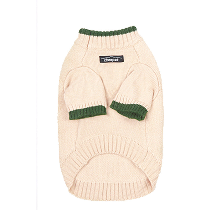 KFX-1778237 Contrast Color Two-Legged Fall Winter Pet Sweater in Flower Green Yellow, Apricot Yellow, Crown Blue - Available in S to XXL