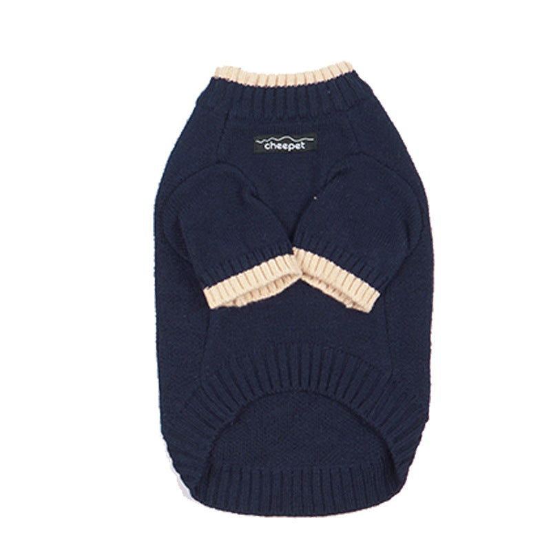 KFX-1778237 Contrast Color Two-Legged Fall Winter Pet Sweater in Flower Green Yellow, Apricot Yellow, Crown Blue - Available in S to XXL
