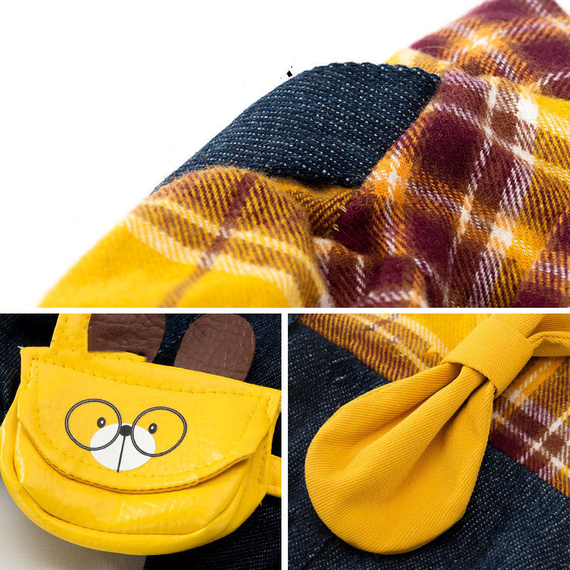 KFX-1778621 Casual Yellow Cotton Dog Backpack for Autumn - Multiple Sizes Available