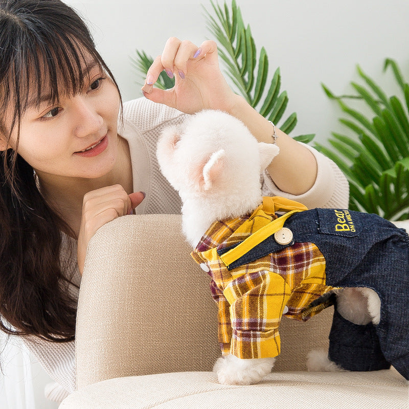 KFX-1778621 Casual Yellow Cotton Dog Backpack for Autumn - Multiple Sizes Available