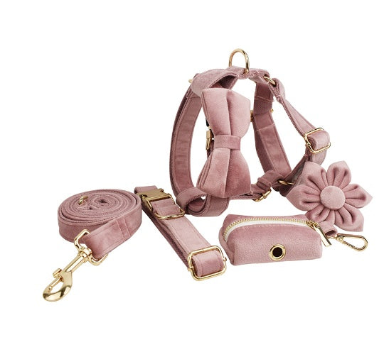 KFX-1779517 Fabric Velvet Dog Collar with Accessories - Adjustable and Stylish