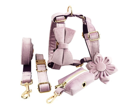 KFX-1779517 Fabric Velvet Dog Collar with Accessories - Adjustable and Stylish