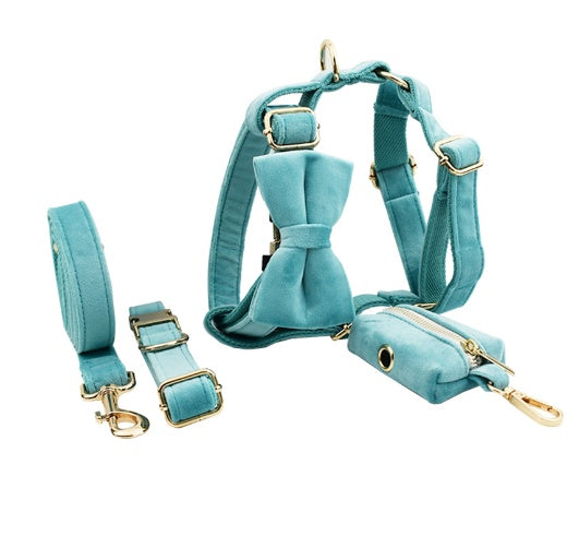 KFX-1779517 Fabric Velvet Dog Collar with Accessories - Adjustable and Stylish