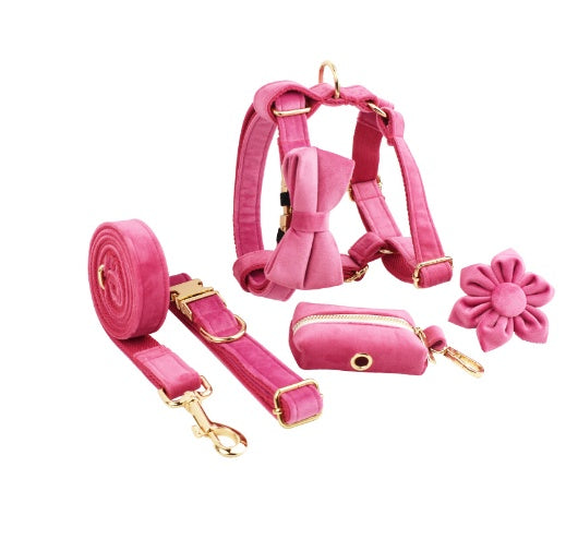 KFX-1779517 Fabric Velvet Dog Collar with Accessories - Adjustable and Stylish