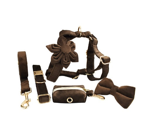 KFX-1779517 Fabric Velvet Dog Collar with Accessories - Adjustable and Stylish