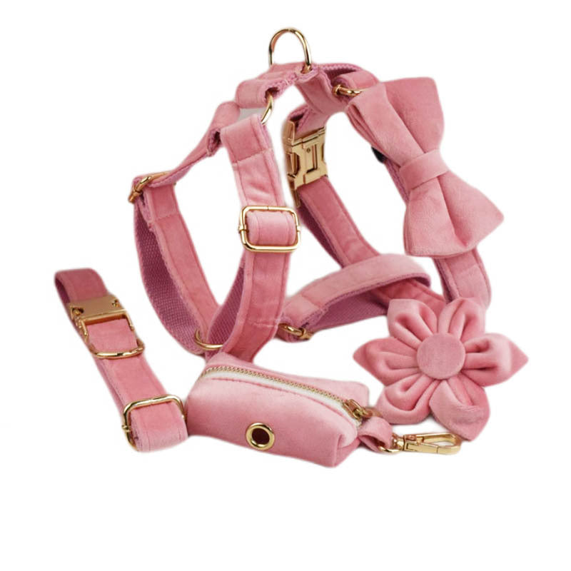 KFX-1779517 Fabric Velvet Dog Collar with Accessories - Adjustable and Stylish