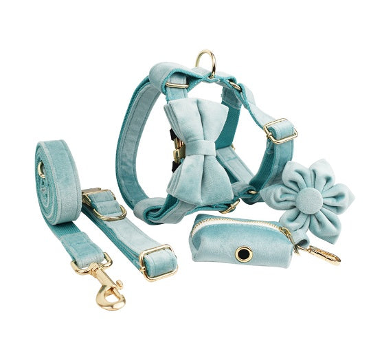 KFX-1779517 Fabric Velvet Dog Collar with Accessories - Adjustable and Stylish
