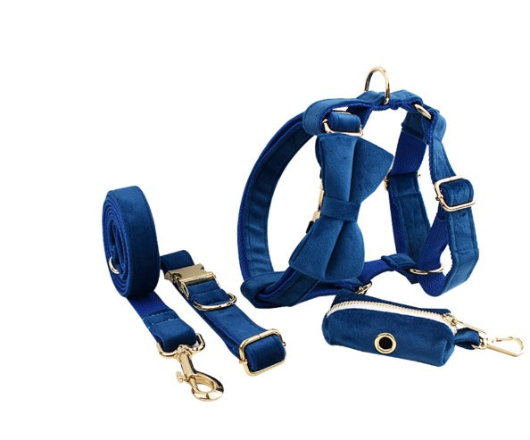 KFX-1779517 Fabric Velvet Dog Collar with Accessories - Adjustable and Stylish