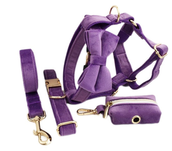 KFX-1779517 Fabric Velvet Dog Collar with Accessories - Adjustable and Stylish