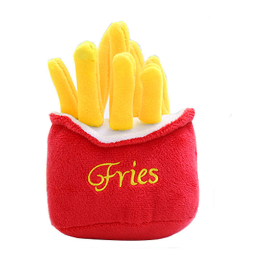 KFX-1779901 Plush Cat Toy Set - Cute French Fries & Hamburger Design, Soft Pet Supplies