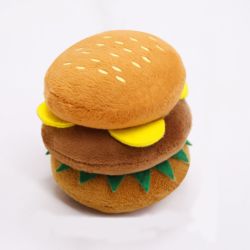KFX-1779901 Plush Cat Toy Set - Cute French Fries & Hamburger Design, Soft Pet Supplies