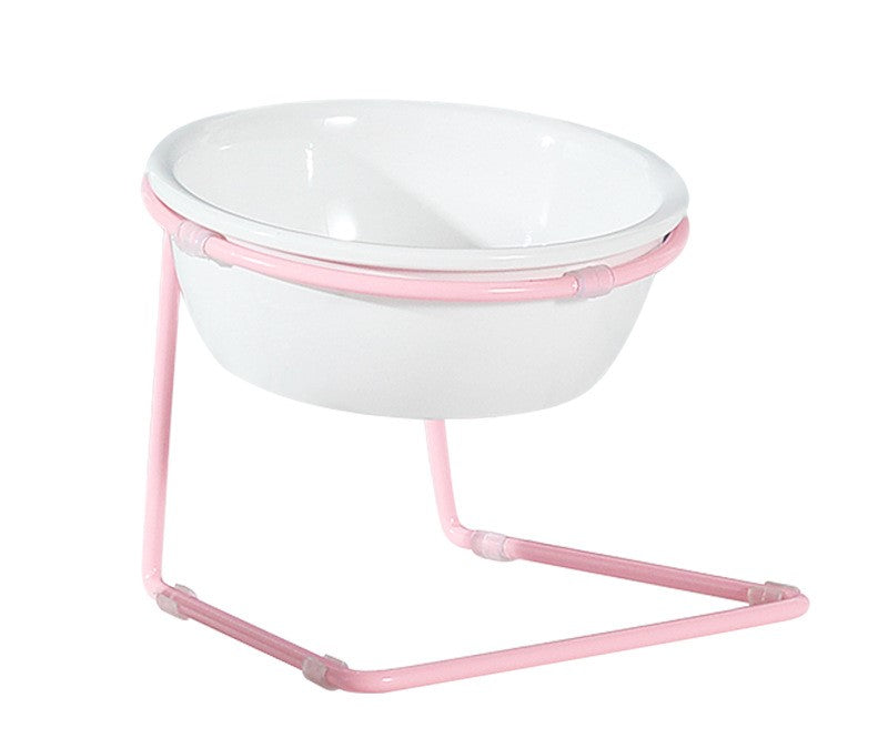 KFX-1780413 Elegant Pet Dining Table with Melamine Bowl and Iron Bracket - Compact Design for Cats and Small Dogs