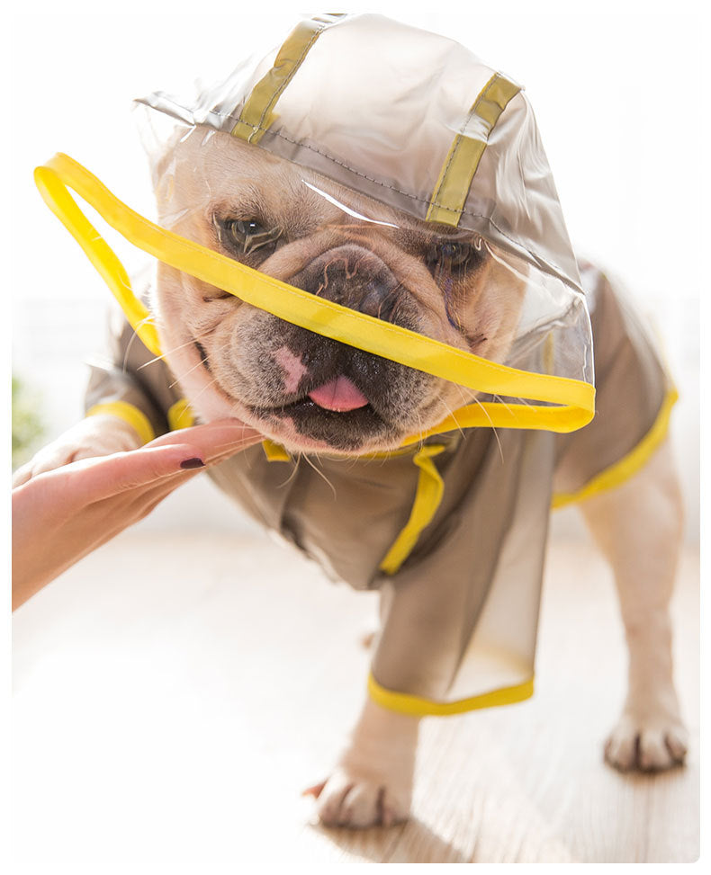 KFX-1780797 Waterproof Casual Raincoat for Puppies in White and Black, Sizes XS to XL