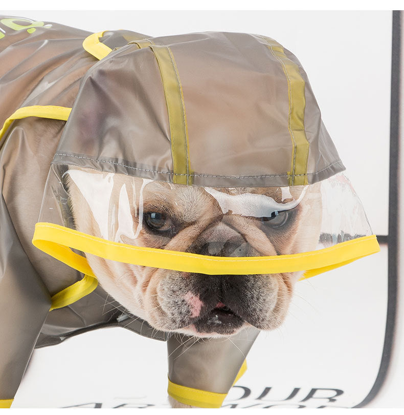 KFX-1780797 Waterproof Casual Raincoat for Puppies in White and Black, Sizes XS to XL