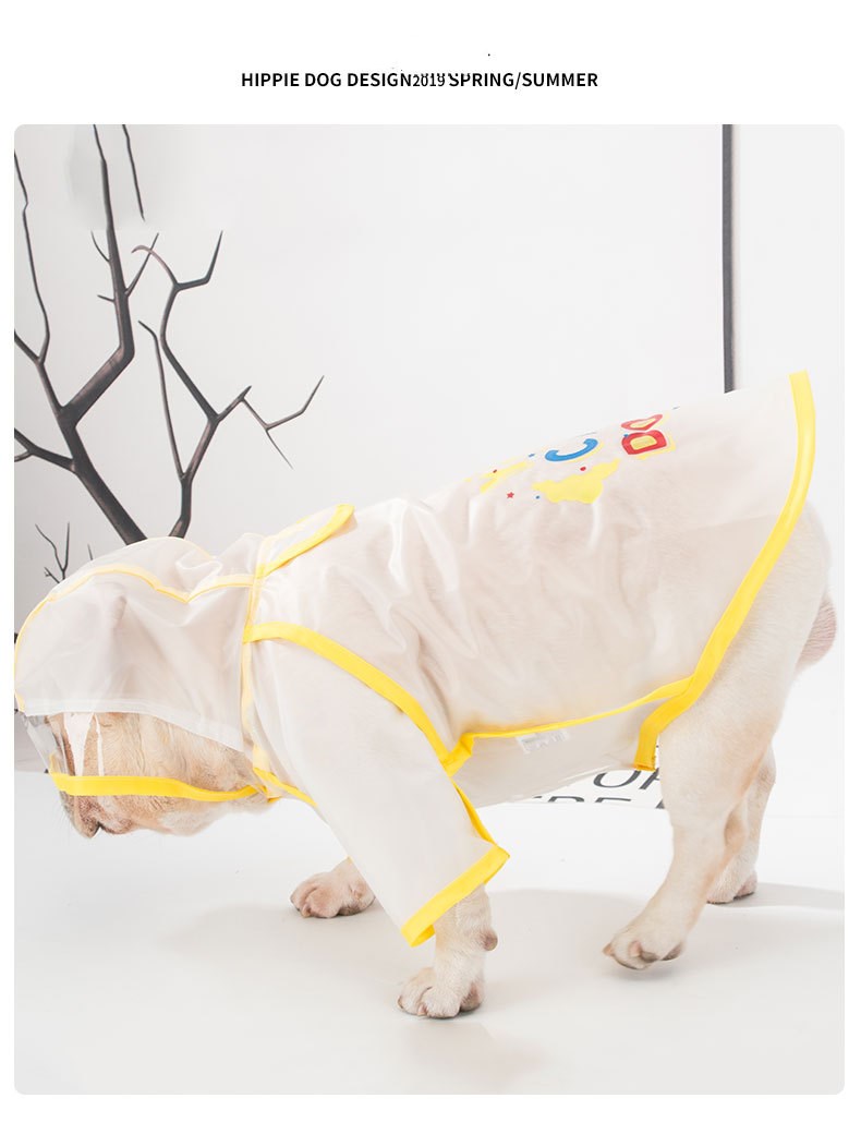KFX-1780797 Waterproof Casual Raincoat for Puppies in White and Black, Sizes XS to XL