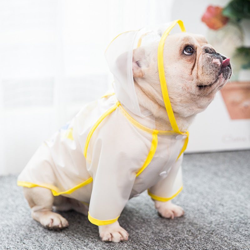 KFX-1780797 Waterproof Casual Raincoat for Puppies in White and Black, Sizes XS to XL