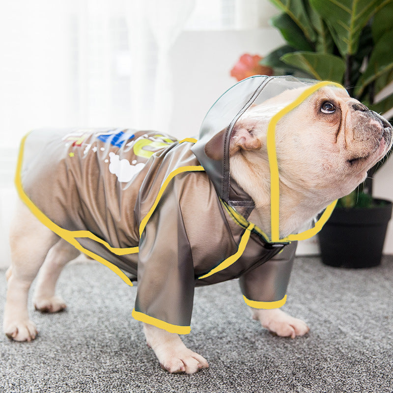 KFX-1780797 Waterproof Casual Raincoat for Puppies in White and Black, Sizes XS to XL