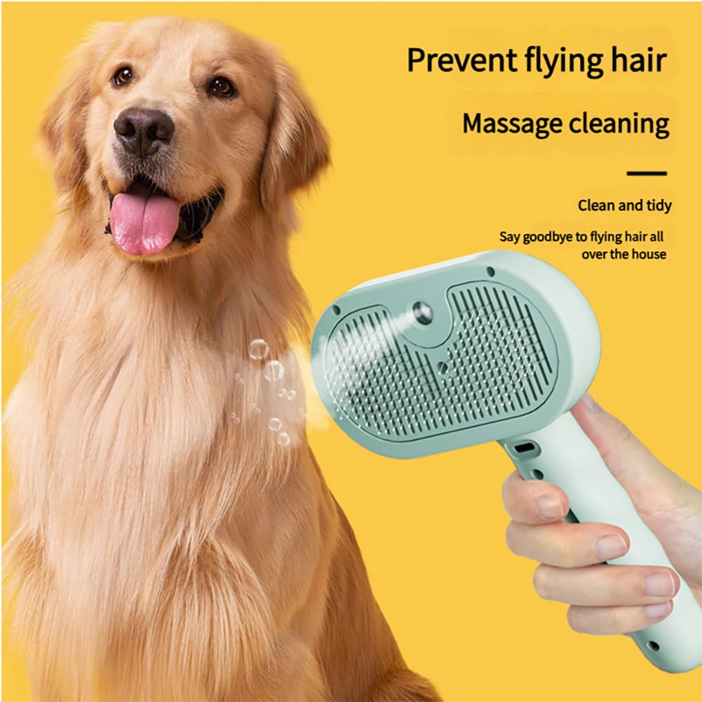 KFX-1781821 3-in-1 Self-Cleaning Steam Brush for Horses, Cats, and Dogs - Silicone Bristles & Water Mist for Shedding