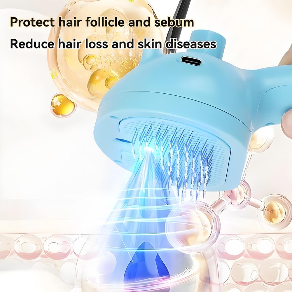 KFX-1781821 3-in-1 Self-Cleaning Steam Brush for Horses, Cats, and Dogs - Silicone Bristles & Water Mist for Shedding