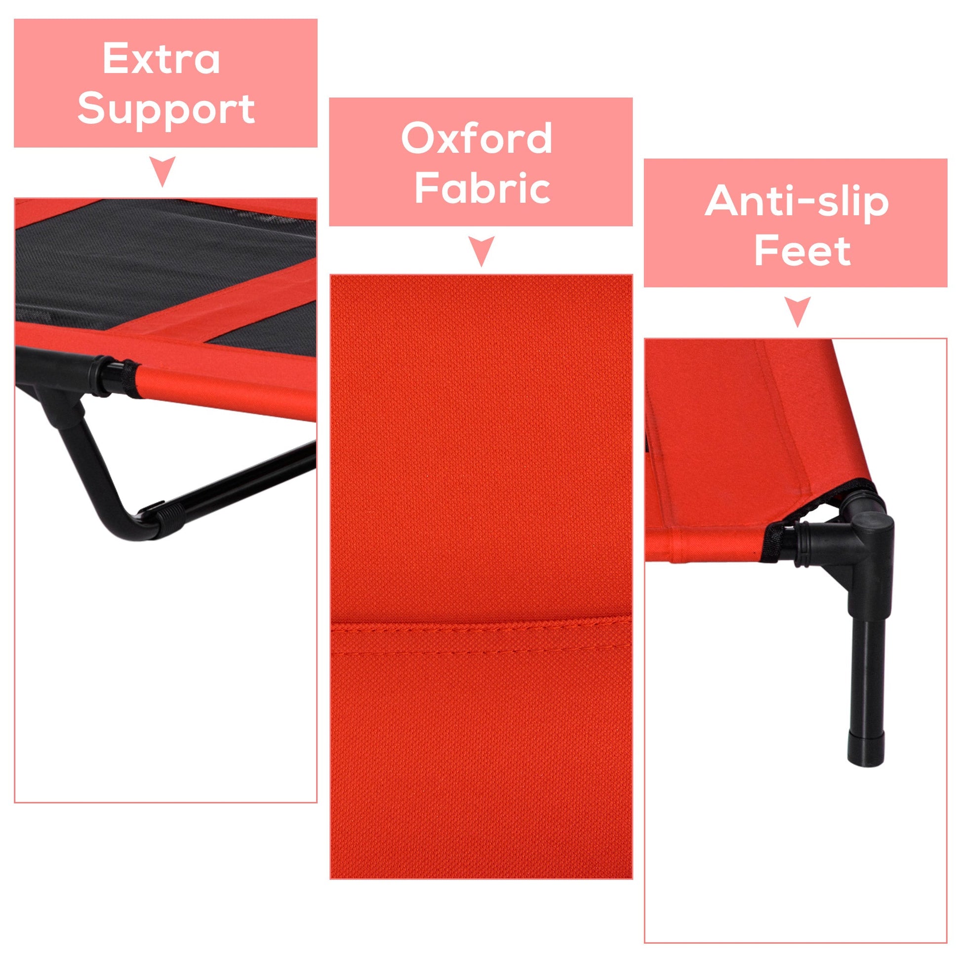 KFX-1784637 Elevated 36" x 30" Cooling Pet Cot Bed with Mesh Ventilation in Red