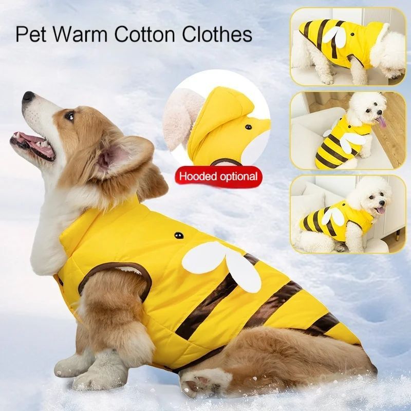 KFX-1785661 Cute Bee Warm Dog Coat for Winter - Turtleneck Jacket for Small to Large Dogs