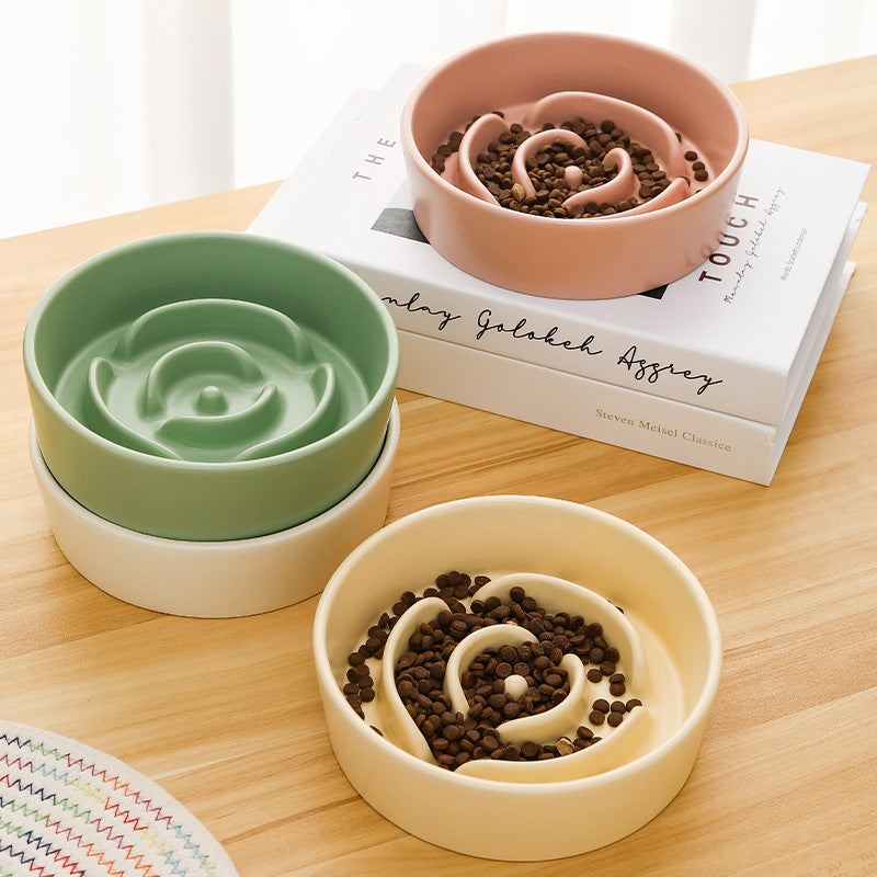 KFX-1786173 Ceramic Slow Feeding Bowl for Small to Medium Dogs and Cats - Available in Various Colors