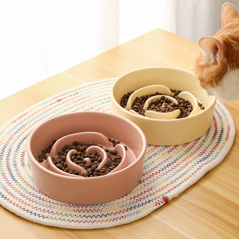 KFX-1786173 Ceramic Slow Feeding Bowl for Small to Medium Dogs and Cats - Available in Various Colors