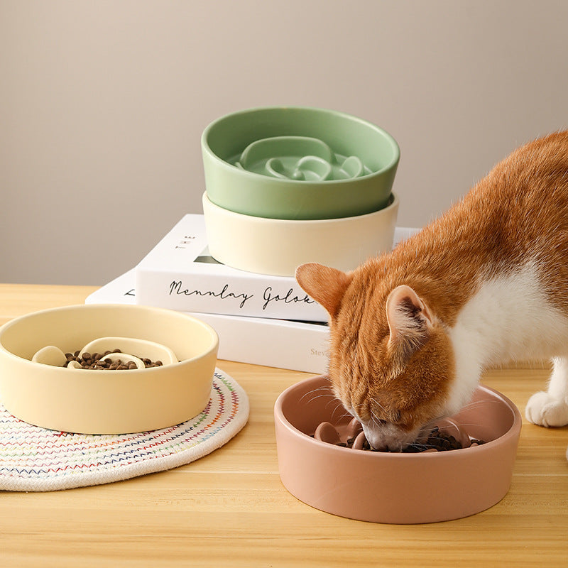 KFX-1786173 Ceramic Slow Feeding Bowl for Small to Medium Dogs and Cats - Available in Various Colors