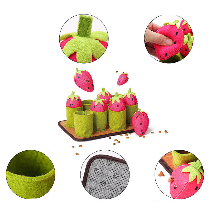 KFX-1786813 Strawberry Plucking Voice Toy – Light Brown Polyester, 29 x 21.5 x 11 CM, 350g