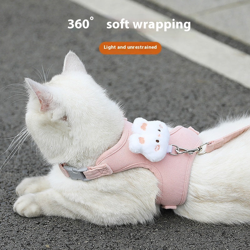 KFX-1788605 Adjustable Cat Walking Rope with Cute Chest Strap for Small Pets - Multiple Colors Available
