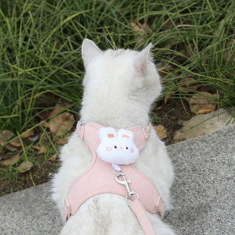 KFX-1788605 Adjustable Cat Walking Rope with Cute Chest Strap for Small Pets - Multiple Colors Available