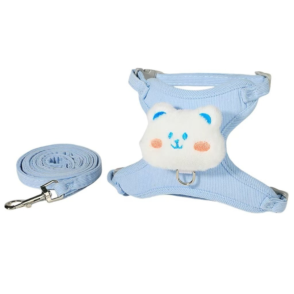 KFX-1788605 Adjustable Cat Walking Rope with Cute Chest Strap for Small Pets - Multiple Colors Available