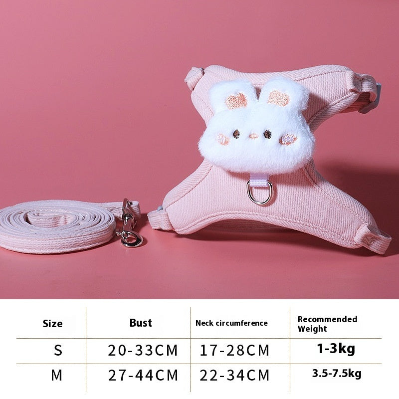 KFX-1788605 Adjustable Cat Walking Rope with Cute Chest Strap for Small Pets - Multiple Colors Available