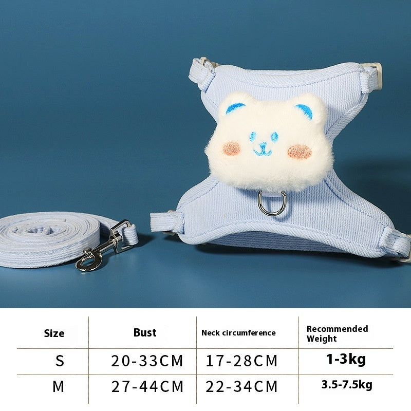 KFX-1788605 Adjustable Cat Walking Rope with Cute Chest Strap for Small Pets - Multiple Colors Available