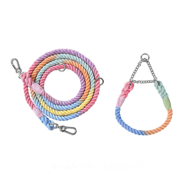 KFX-1791549 Multifunctional Double Head Pet Leash with Rainbow and Mint Green Options