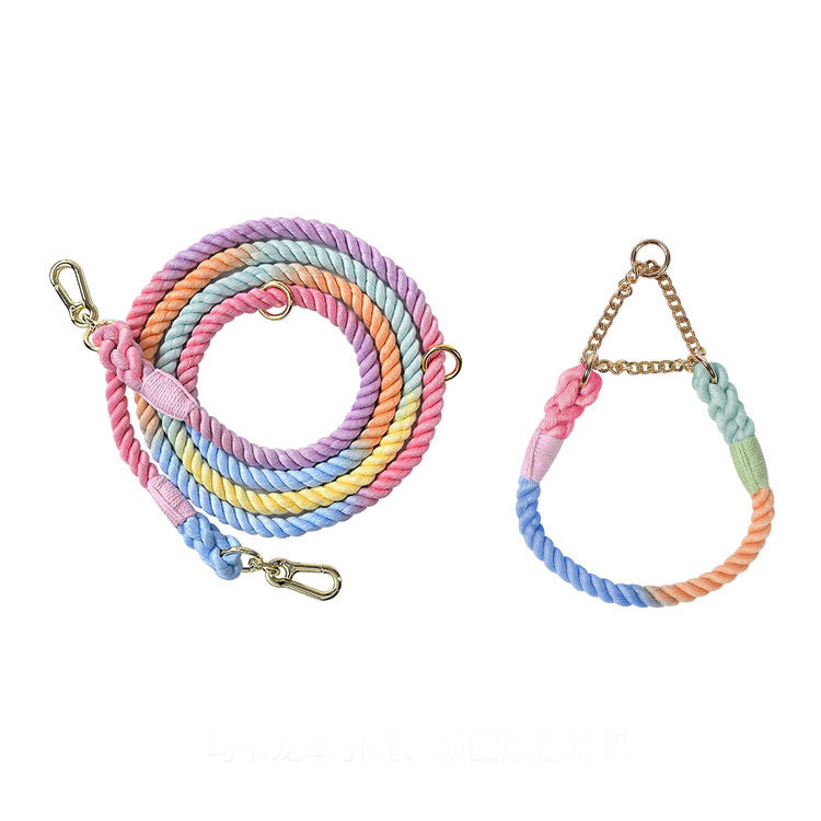 KFX-1791549 Multifunctional Double Head Pet Leash with Rainbow and Mint Green Options