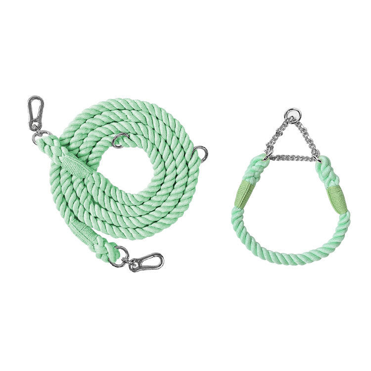 KFX-1791549 Multifunctional Double Head Pet Leash with Rainbow and Mint Green Options