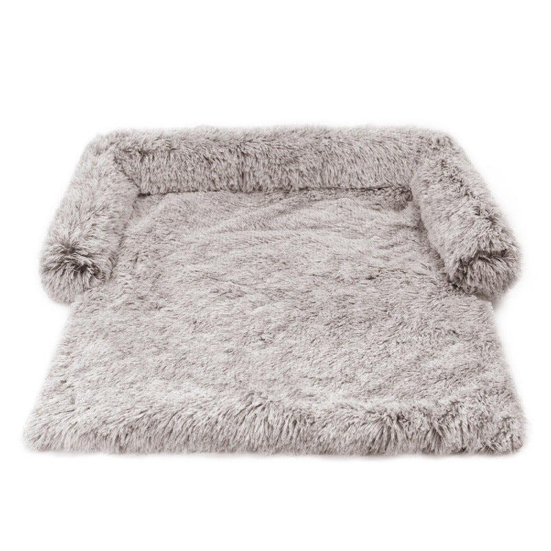KFX-1791805 Dual Use Plush Dog Blanket for Kennel or Sofa Bed - Sizes S, M, L in Powder Gray and Coffee
