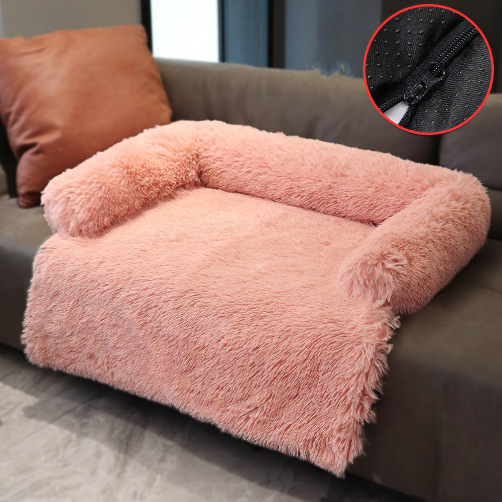 KFX-1791805 Dual Use Plush Dog Blanket for Kennel or Sofa Bed - Sizes S, M, L in Powder Gray and Coffee