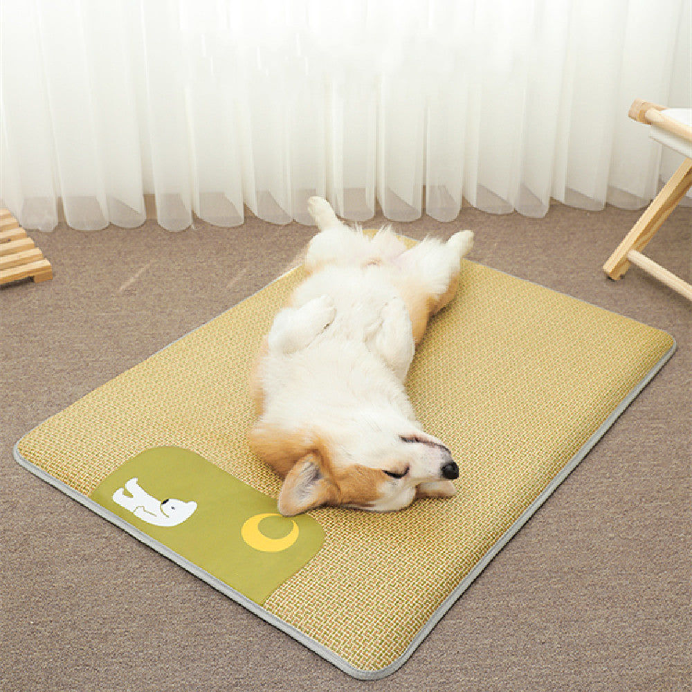 KFX-1793597 Upgraded Yellow Rattan Cooling Dog Mat - Multiple Sizes Available