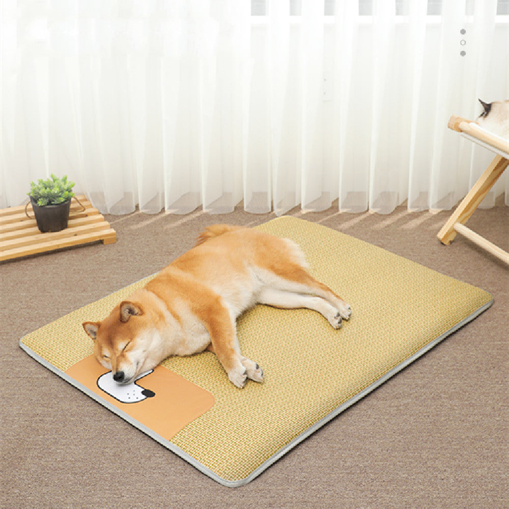 KFX-1793597 Upgraded Yellow Rattan Cooling Dog Mat - Multiple Sizes Available