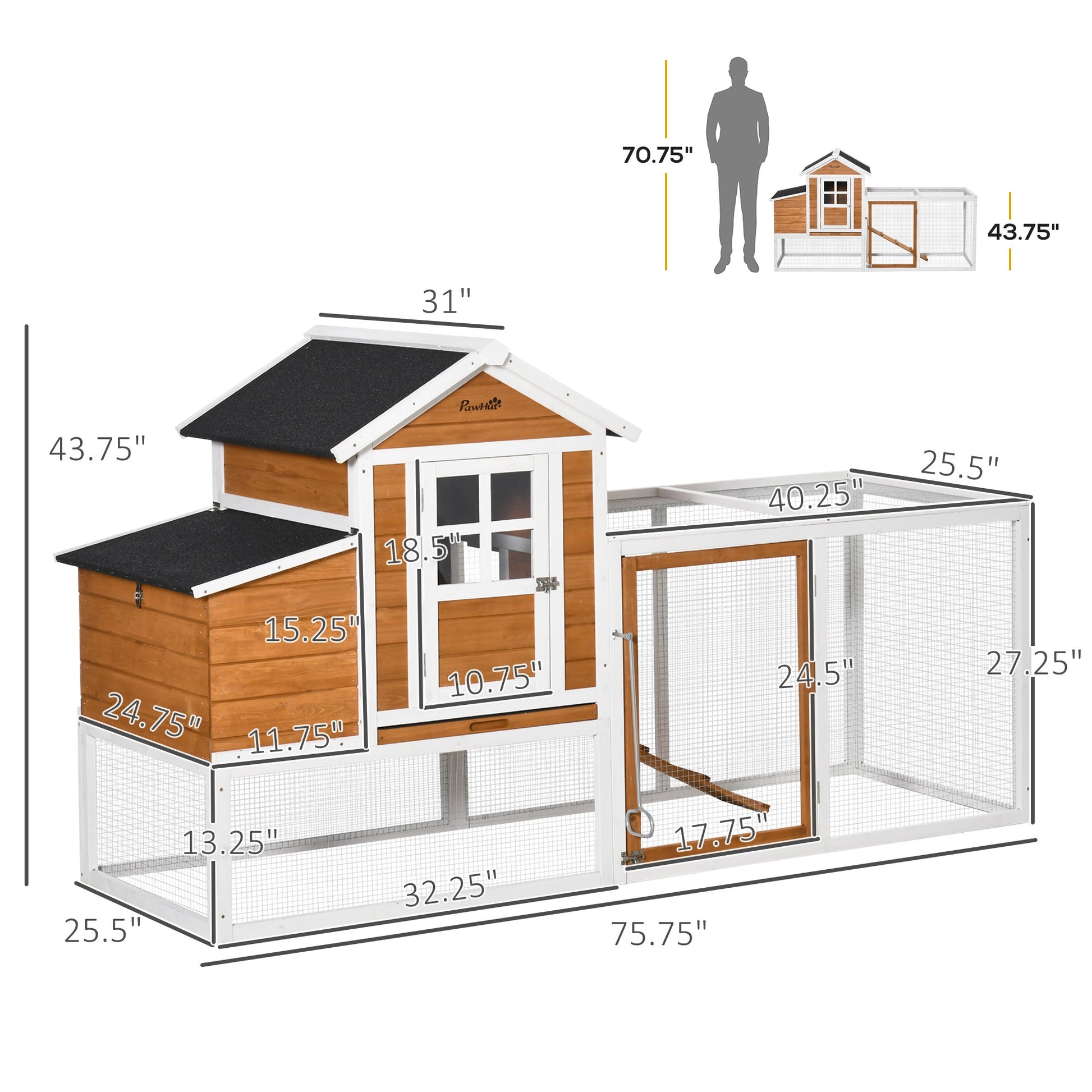 KFX-1795389 Wooden Chicken Coop with Weatherproof Materials and Safe Non-Polluting Design for 2-4 Chickens