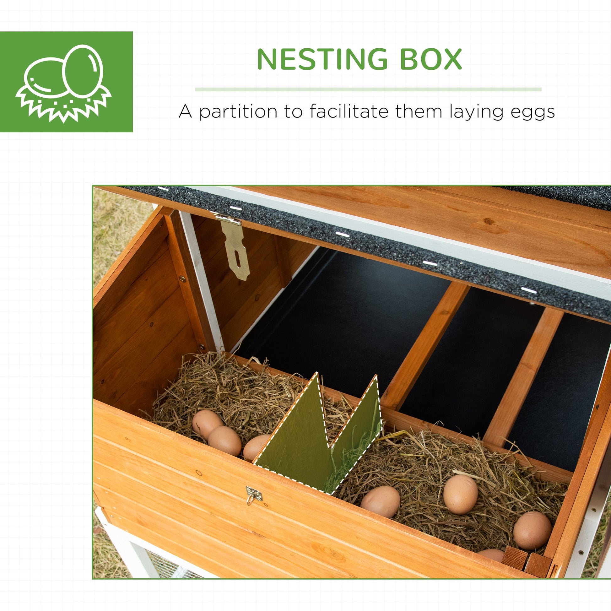 KFX-1795389 Wooden Chicken Coop with Weatherproof Materials and Safe Non-Polluting Design for 2-4 Chickens