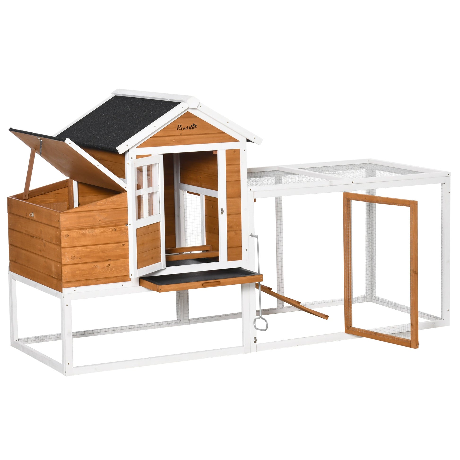 KFX-1795389 Wooden Chicken Coop with Weatherproof Materials and Safe Non-Polluting Design for 2-4 Chickens