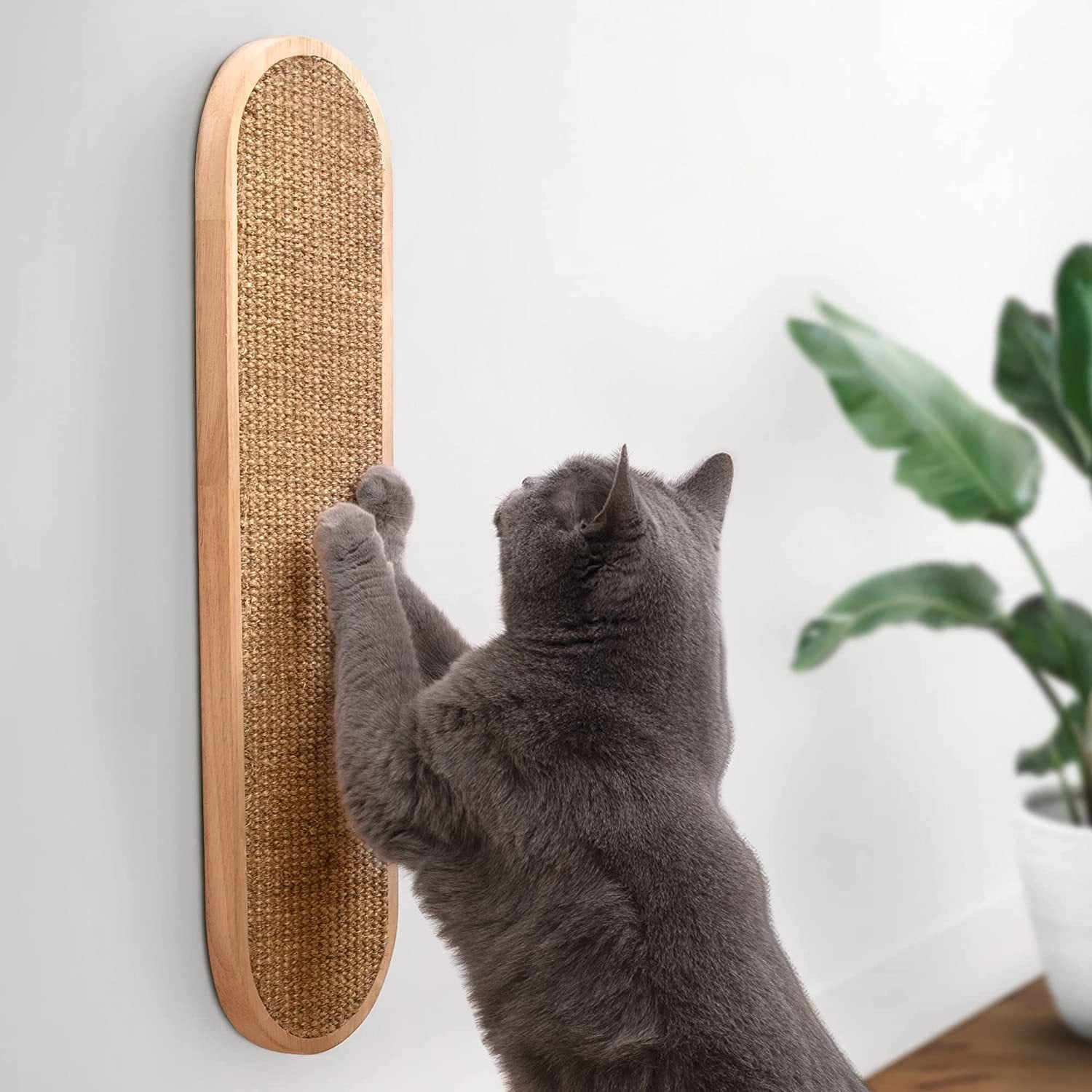 KFX-1797693 Sisal Hemp Cat Scratch Board for Wall Mounting - 45CM x 16CM Wood Design
