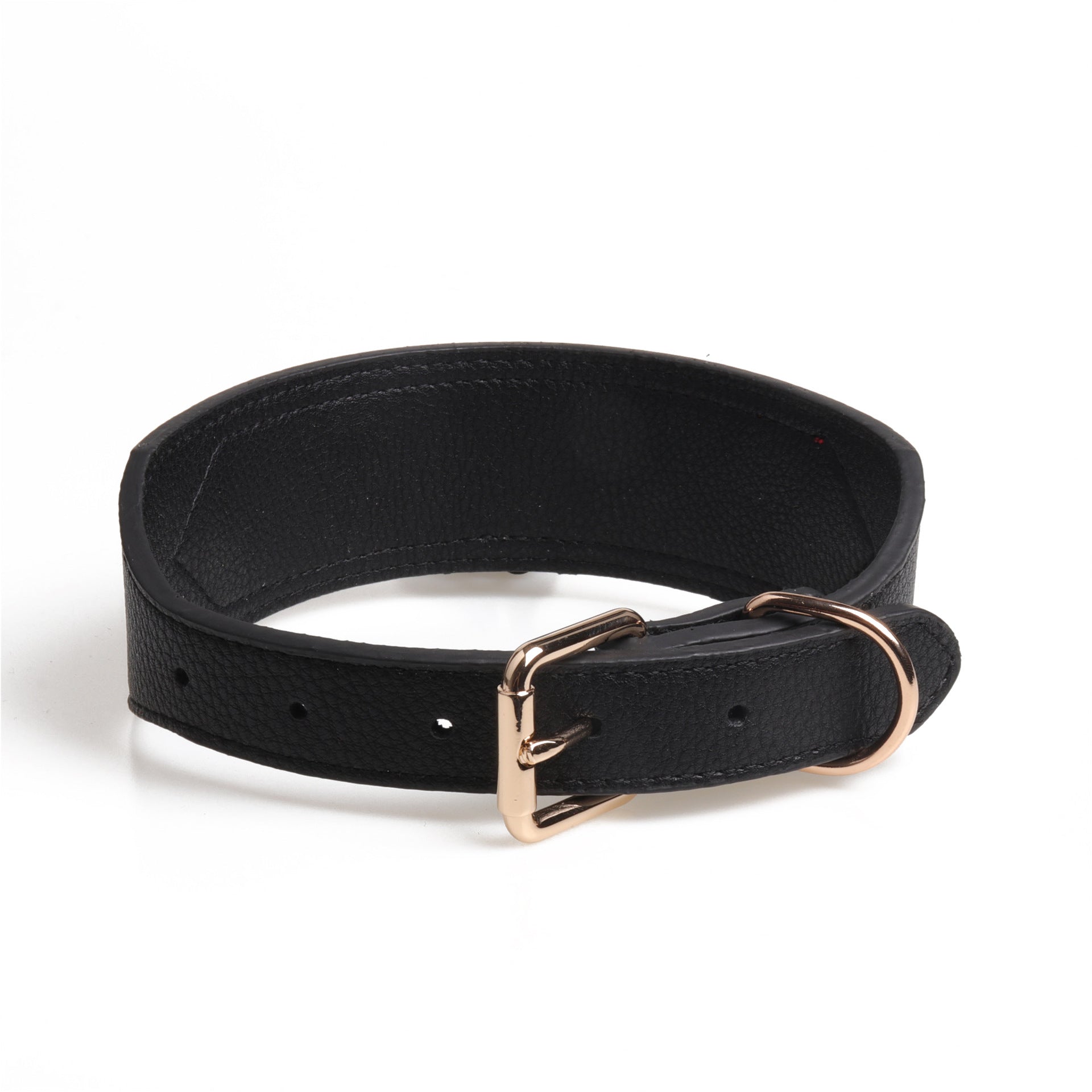 KFX-1799485 Simple Medium and Large PU Dog Collar in Black, Light Yellow, and White Yellow