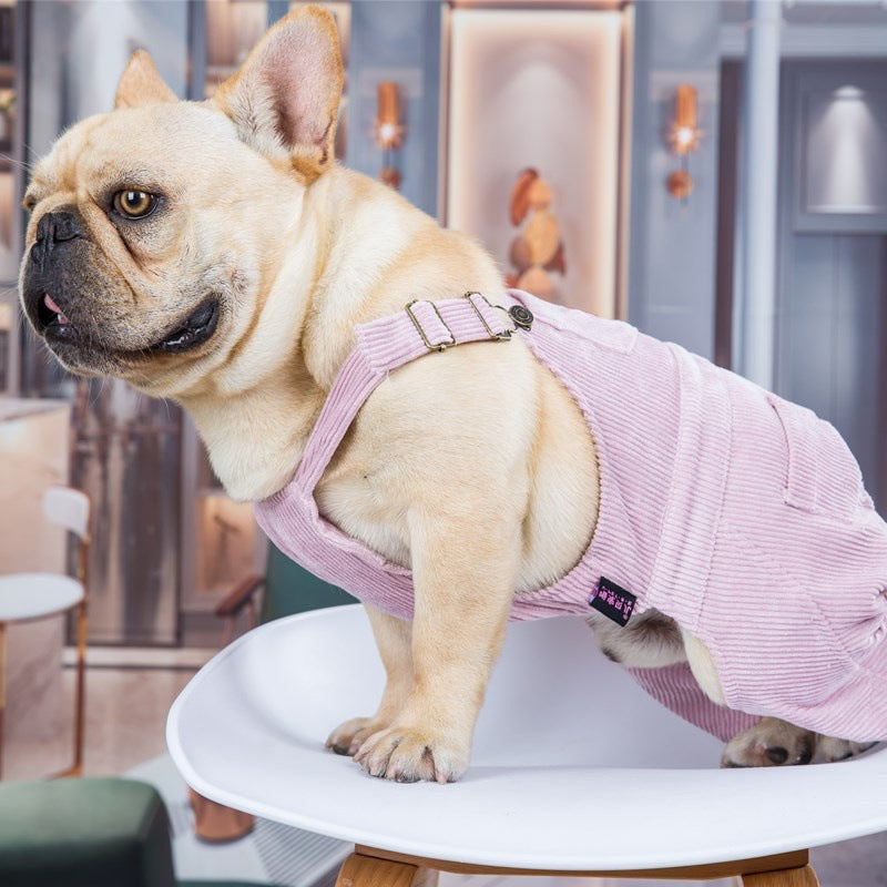 KFX-1799869 Spring and Summer Corduroy Pet Suspenders in Beige, Light Blue, and Light Pink