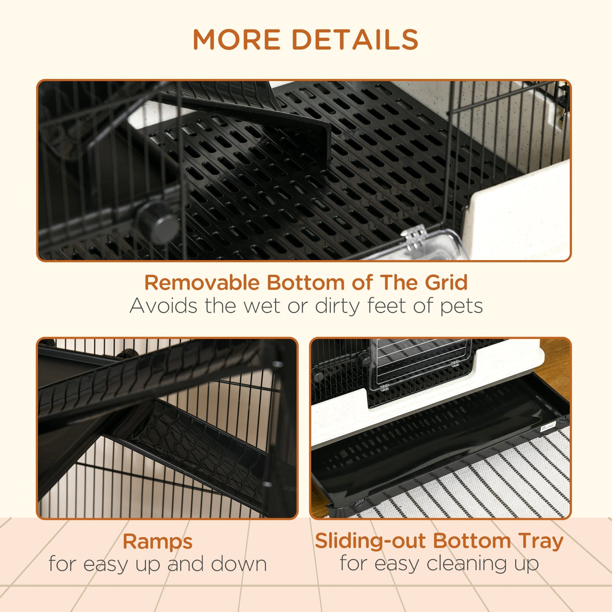 KFX-1801149 6-Tier Rolling Rabbit Cage with Large Living Space and Easy Access, Black